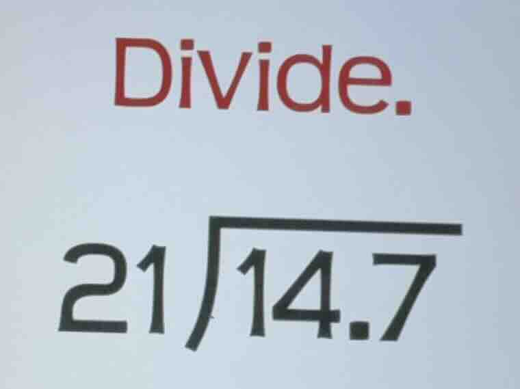 divide. 21\\overline{)14.7}