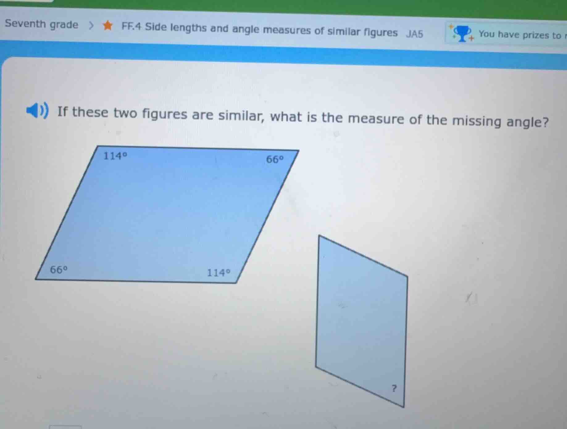 seventh grade > ★ ff.4 side lengths and angle measures of similar figur…