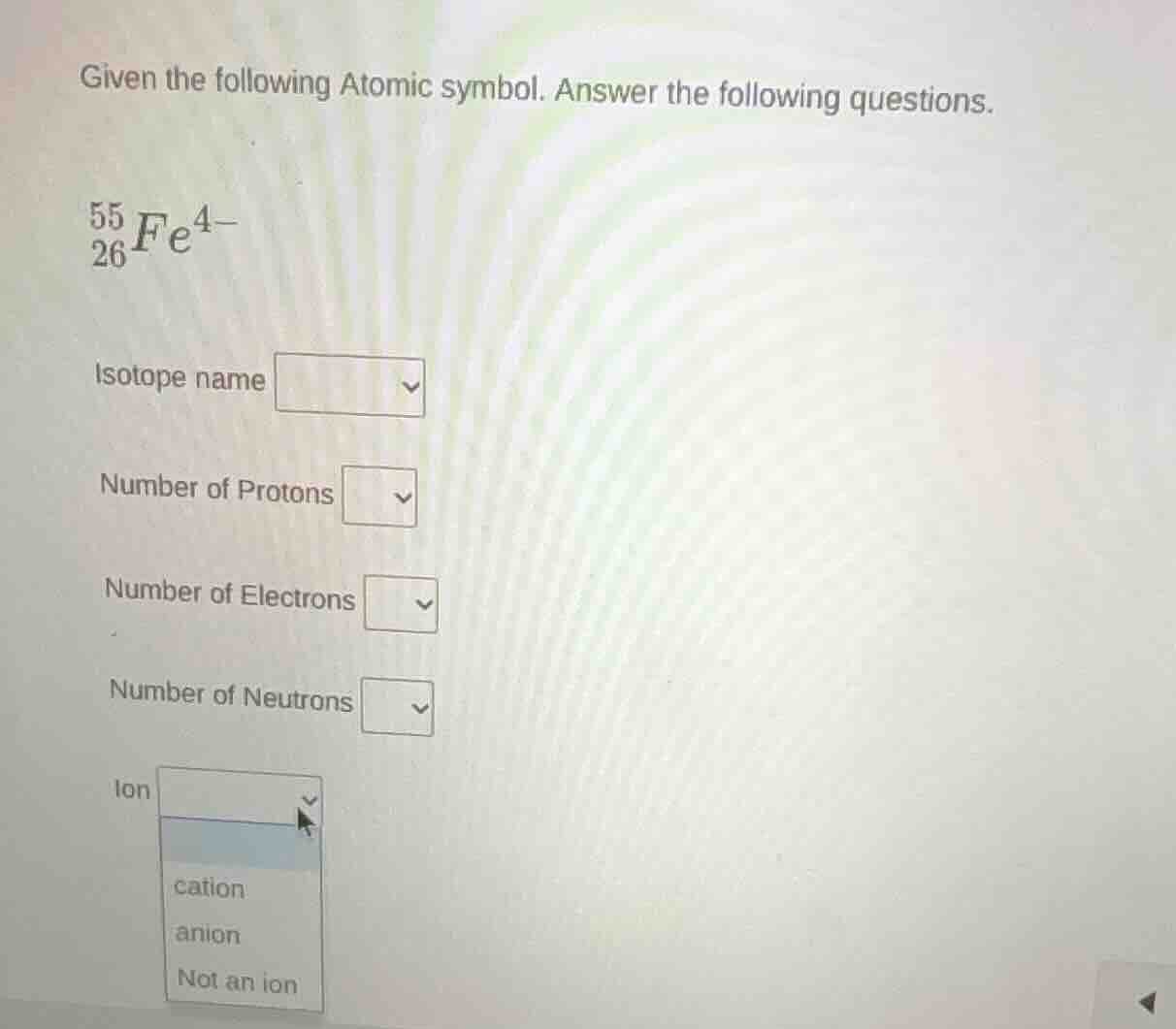 given the following atomic symbol. answer the following questions. \\(_…