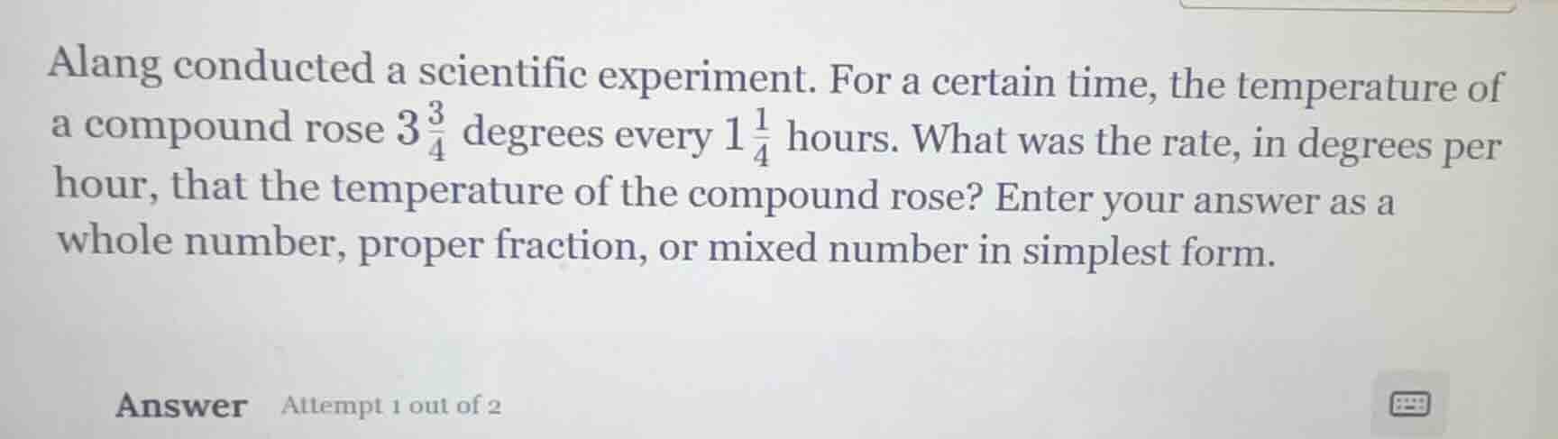alang conducted a scientific experiment. for a certain time, the temper…