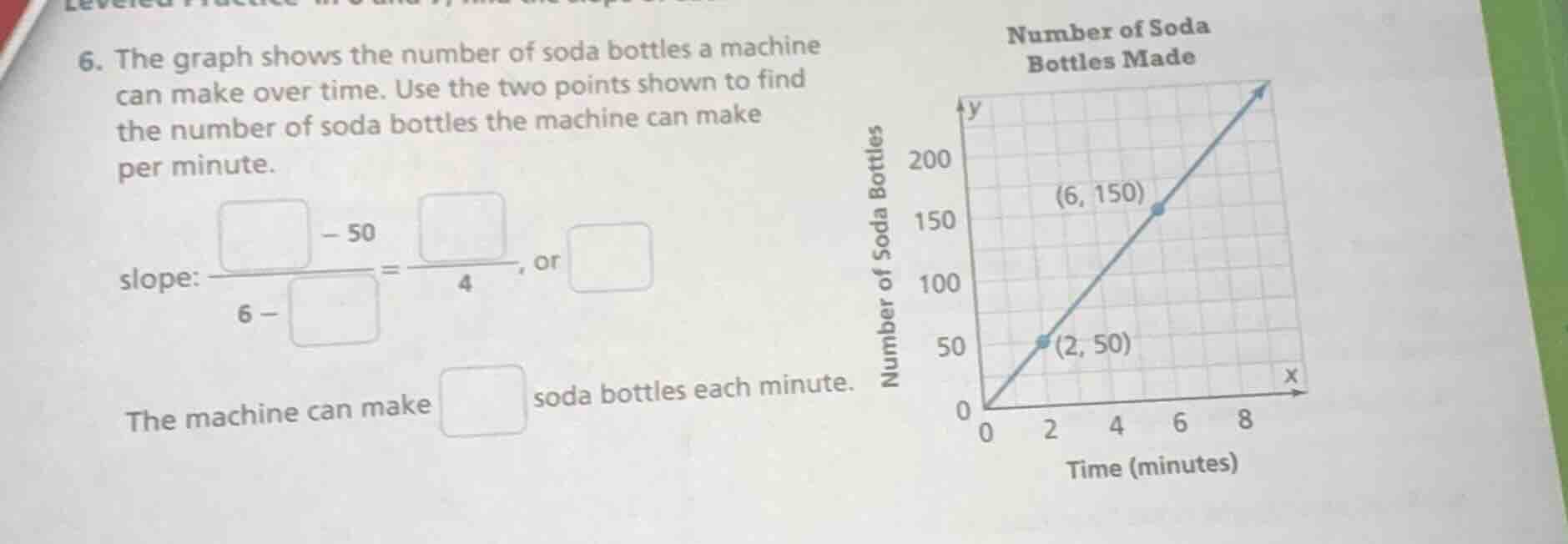 6. the graph shows the number of soda bottles a machine can make over t…