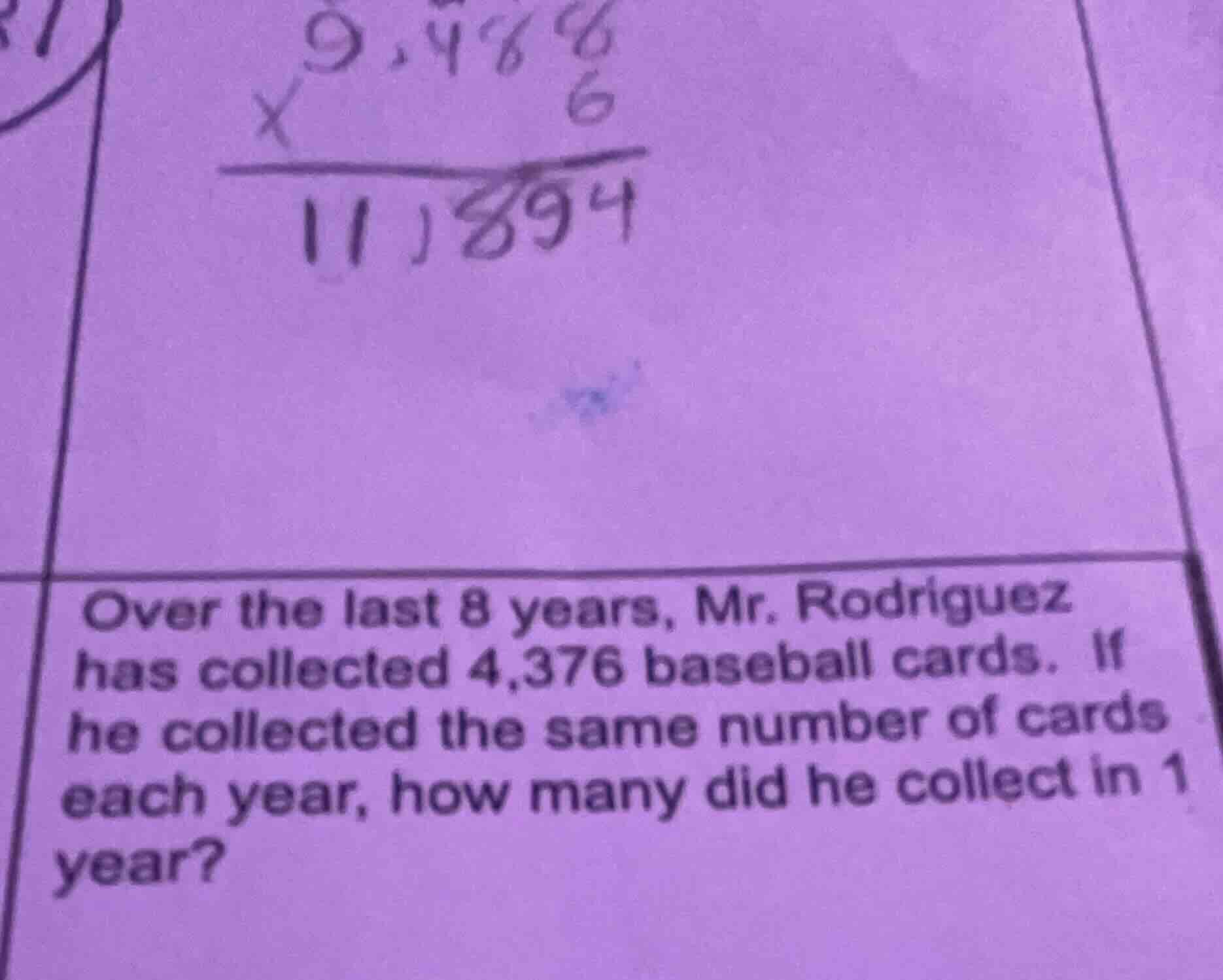 over the last 8 years, mr. rodriguez has collected 4,376 baseball cards…