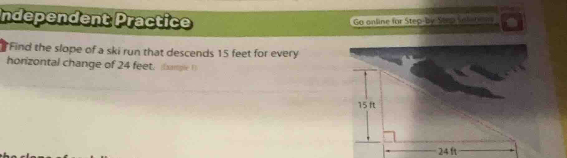 independent practice find the slope of a ski run that descends 15 feet …