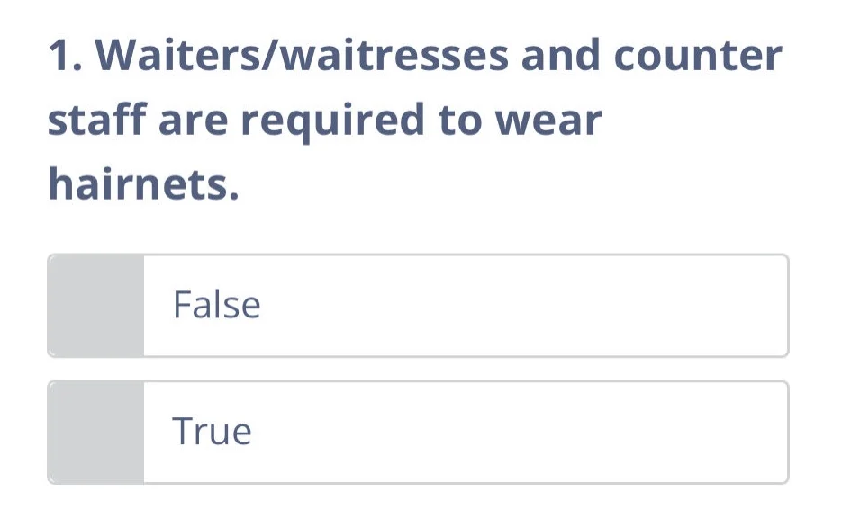 1. waiters/waitresses and counter staff are required to wear hairnets. …