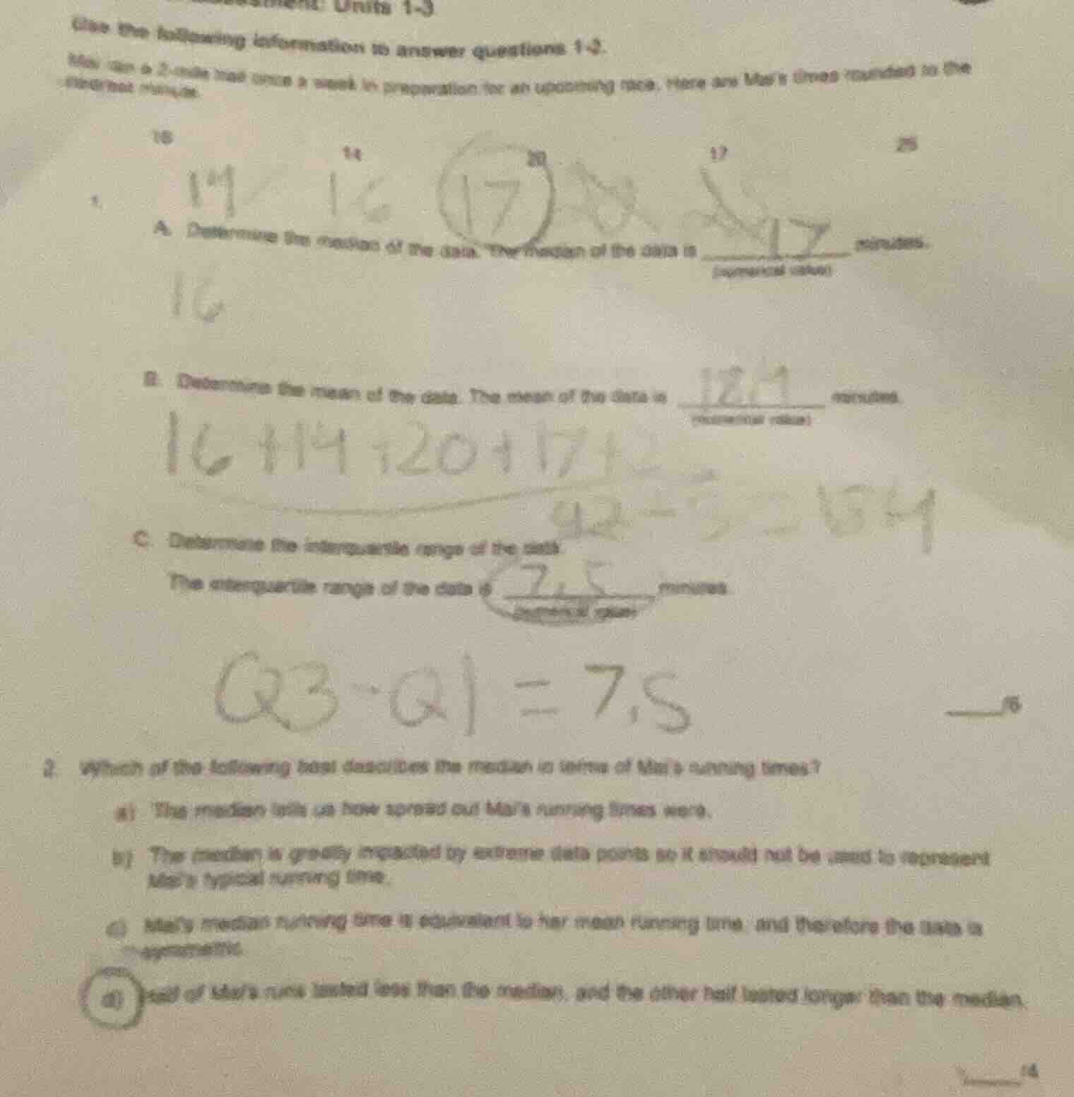 use the following information to answer questions 1-2. mai ran a 2 - mi…