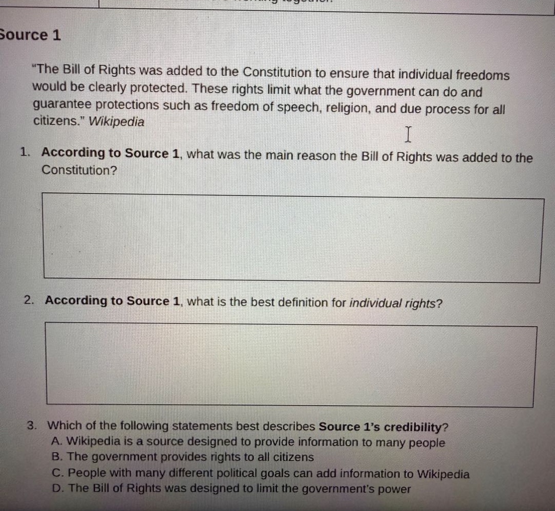 source 1 \the bill of rights was added to the constitution to ensure th…