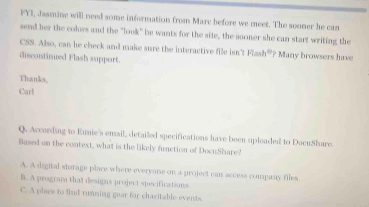 fyi, jasmine will need some information from marc before we meet. the s…