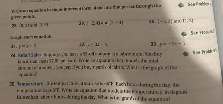write an equation in slope - intercept form of the line that passes thr…
