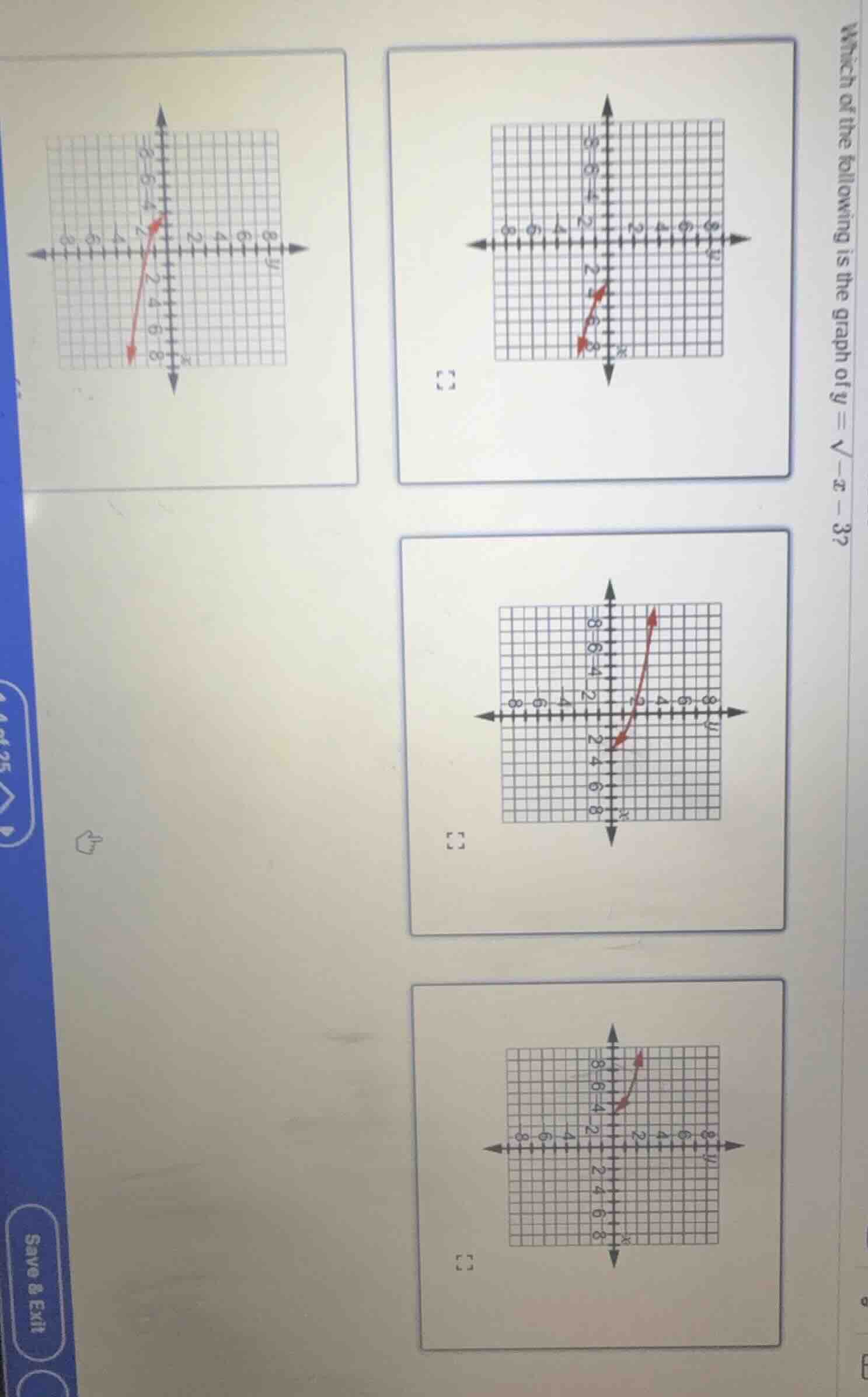 which of the following is the graph of $y = \\sqrt{-x} - 3$?