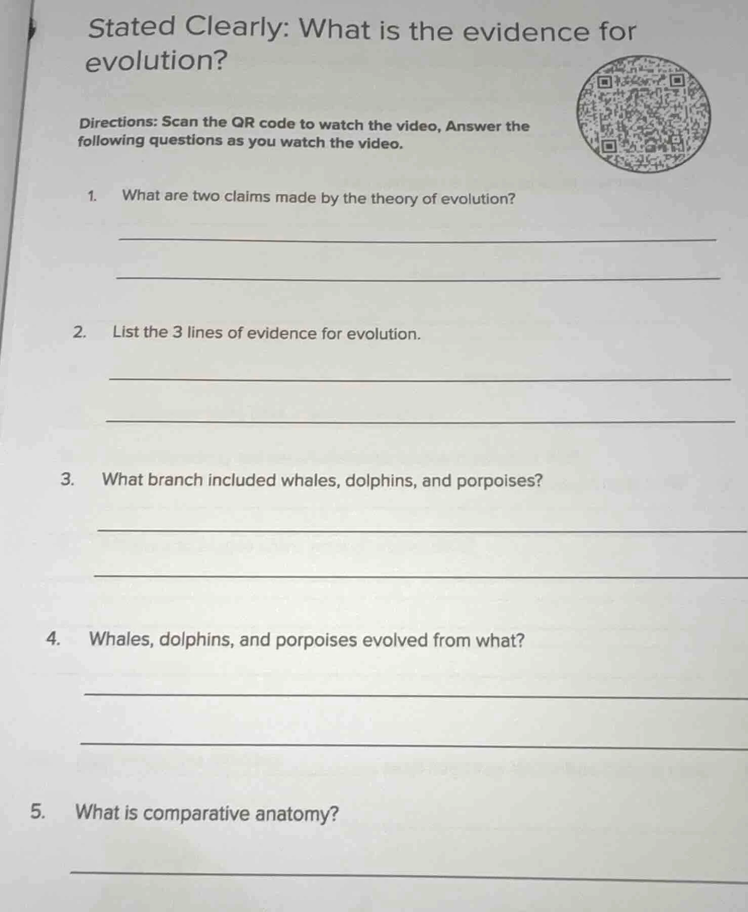 stated clearly: what is the evidence for evolution? directions: scan th…