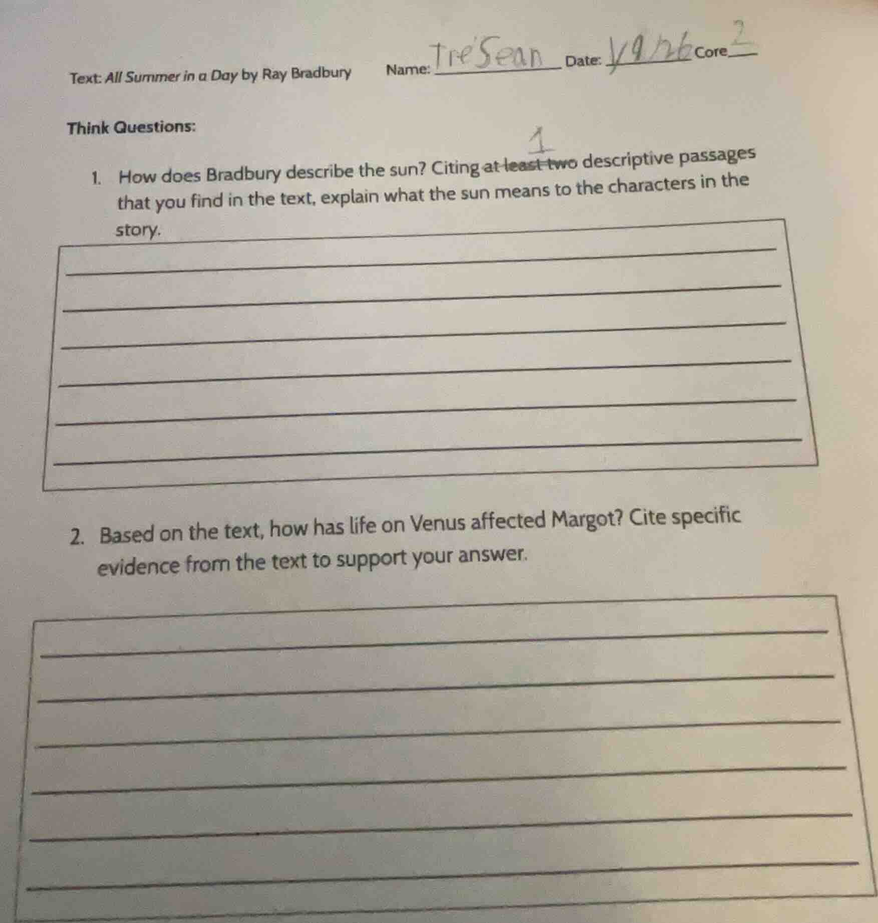 text: all summer in a day by ray bradbury name: tresean date: 4/26 core…