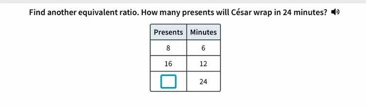 find another equivalent ratio. how many presents will césar wrap in 24 …