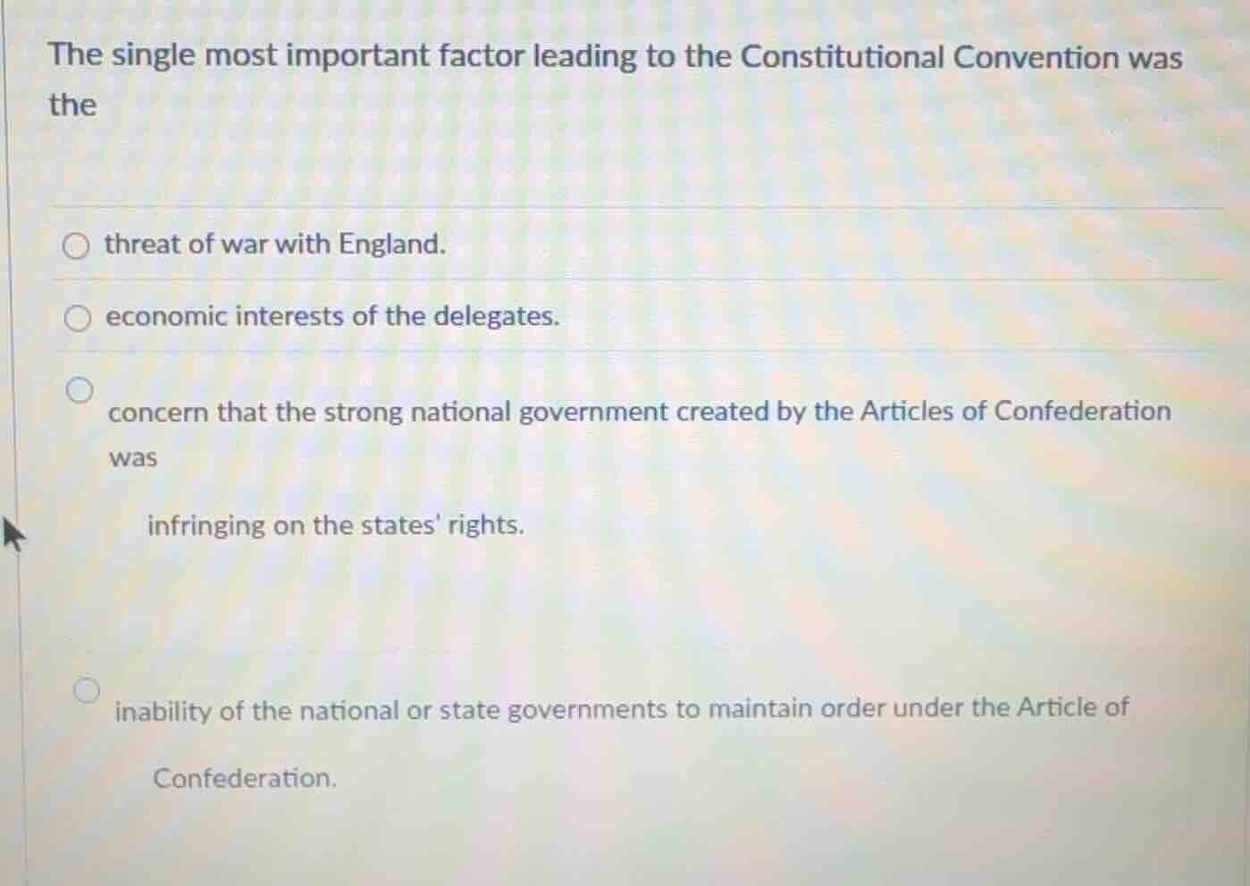 the single most important factor leading to the constitutional conventi…