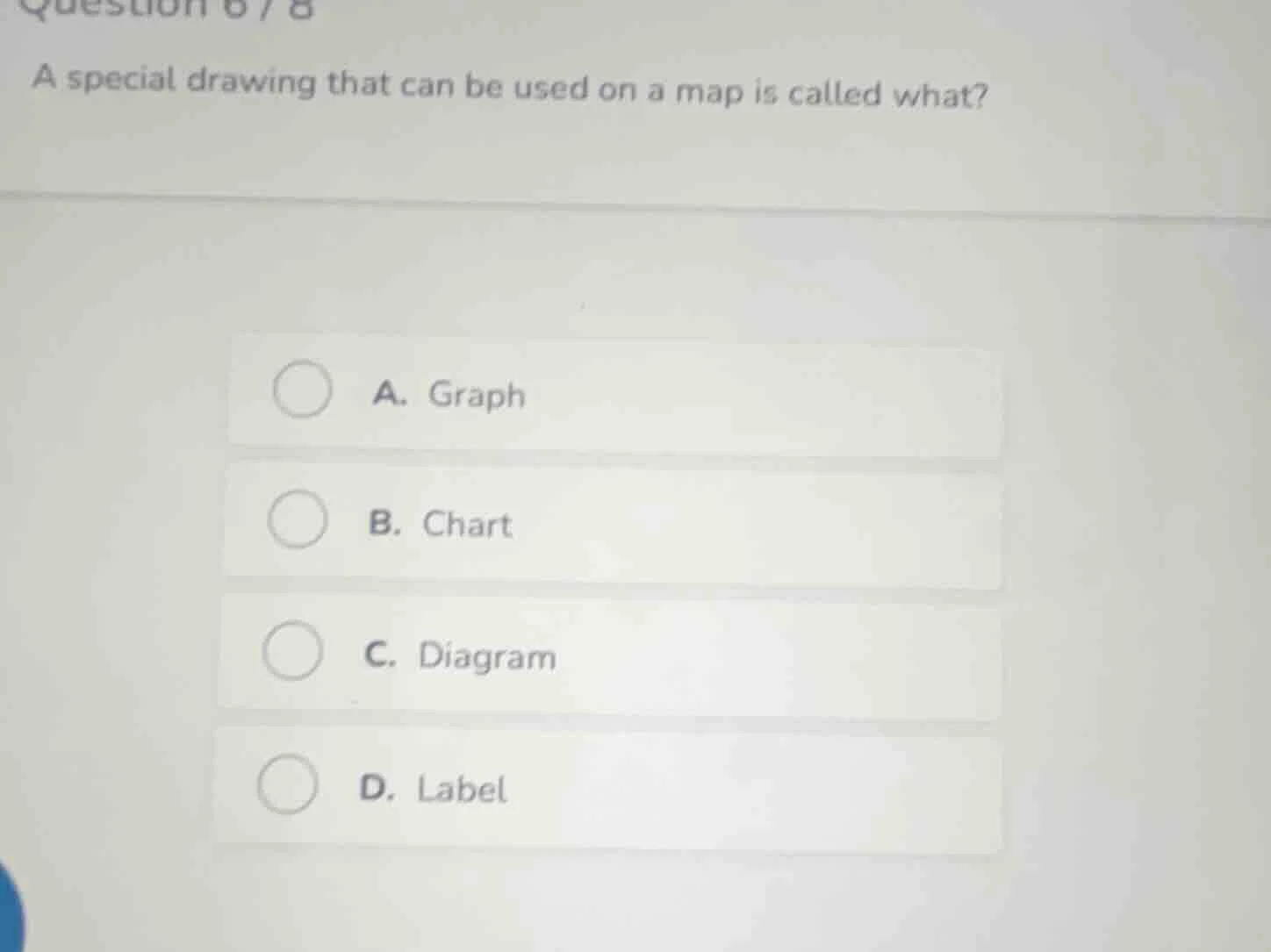 question 6/8 a special drawing that can be used on a map is called what…