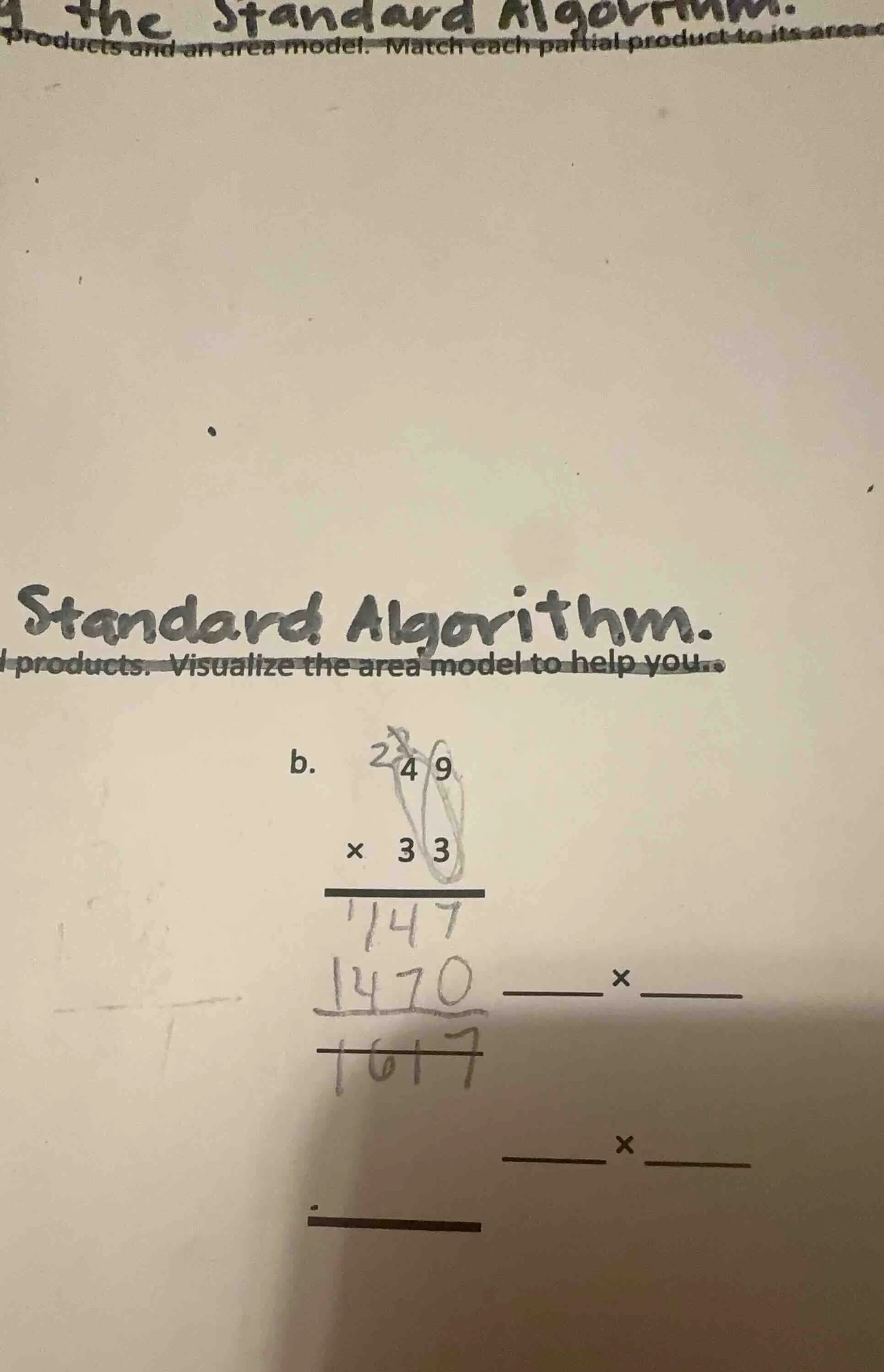 standard algorithm. products. visualize the area model to help you.. b.…