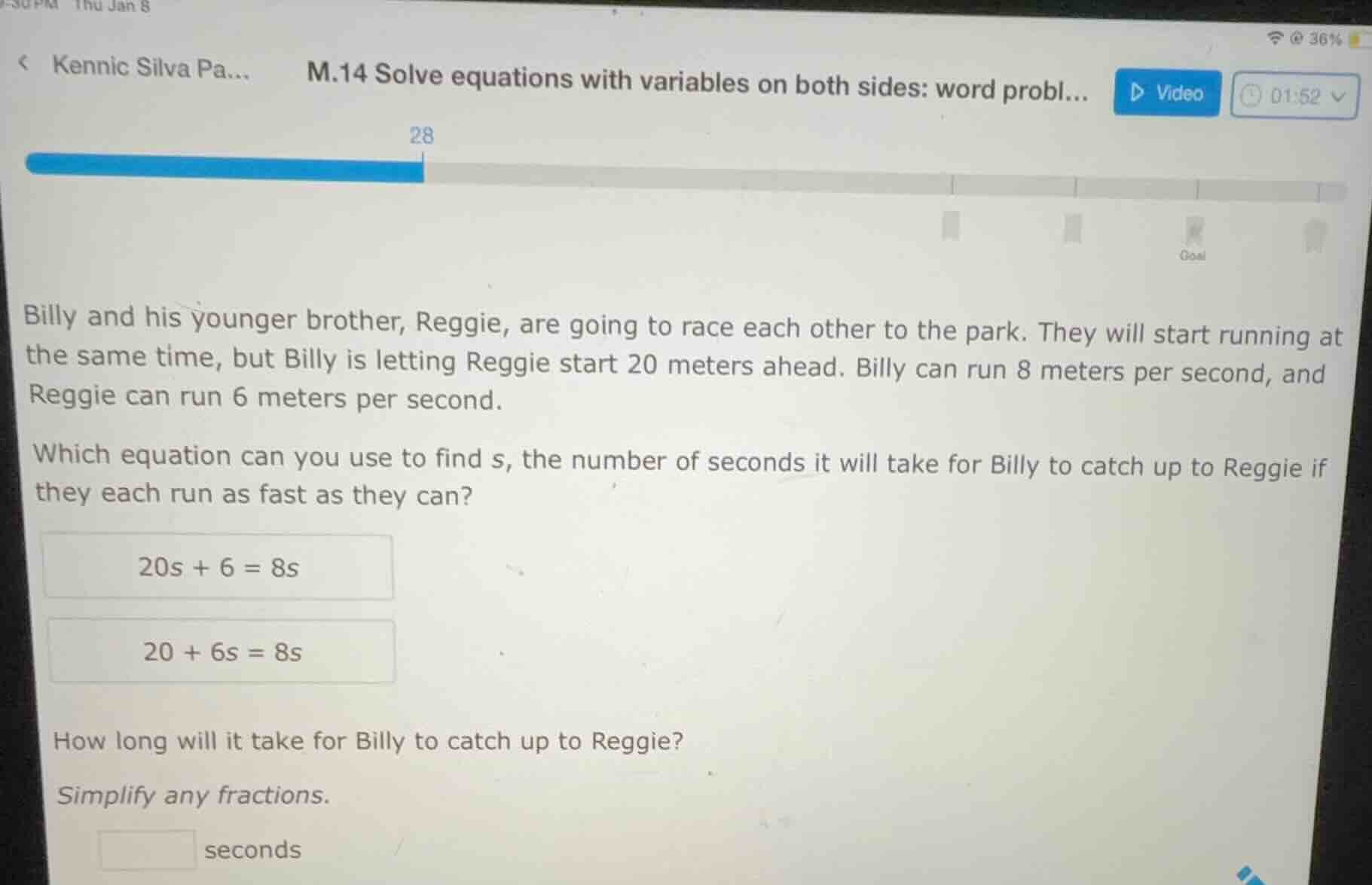 m.14 solve equations with variables on both sides: word probl... billy …