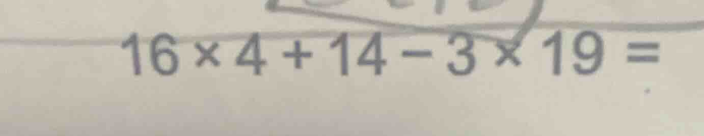 16×4 + 14 - 3×19 =