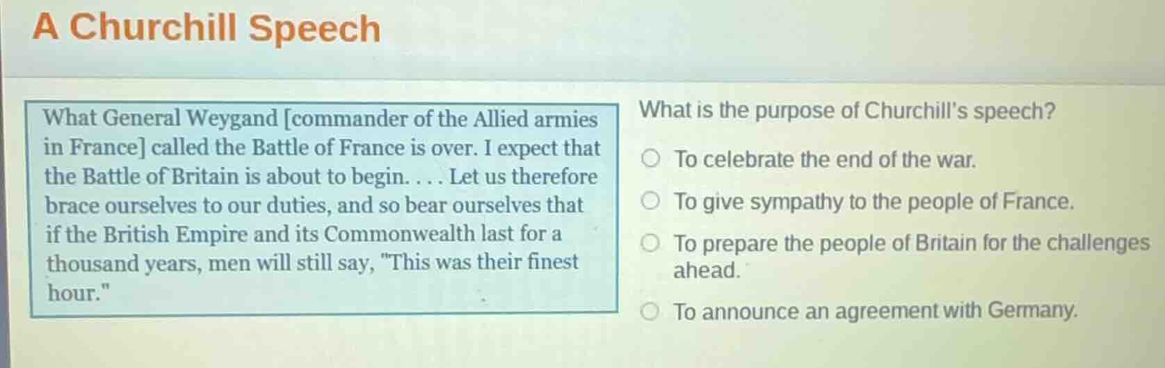 a churchill speech what general weygand commander of the allied armies …