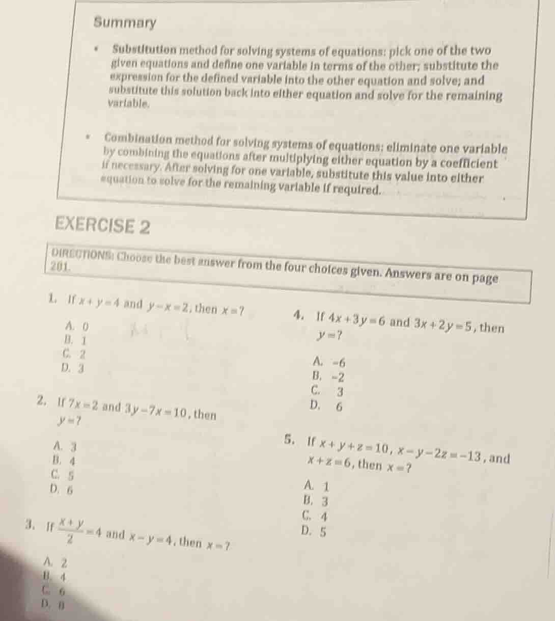 summary - substitution method for solving systems of equations: pick on…