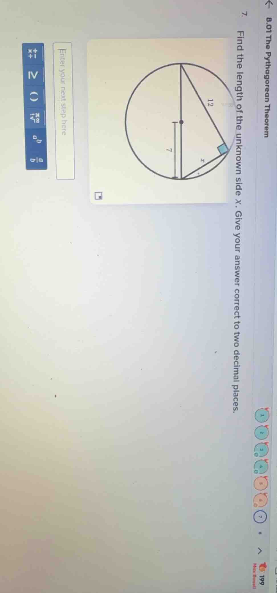 7. find the length of the unknown side ( x ). give your answer correct …