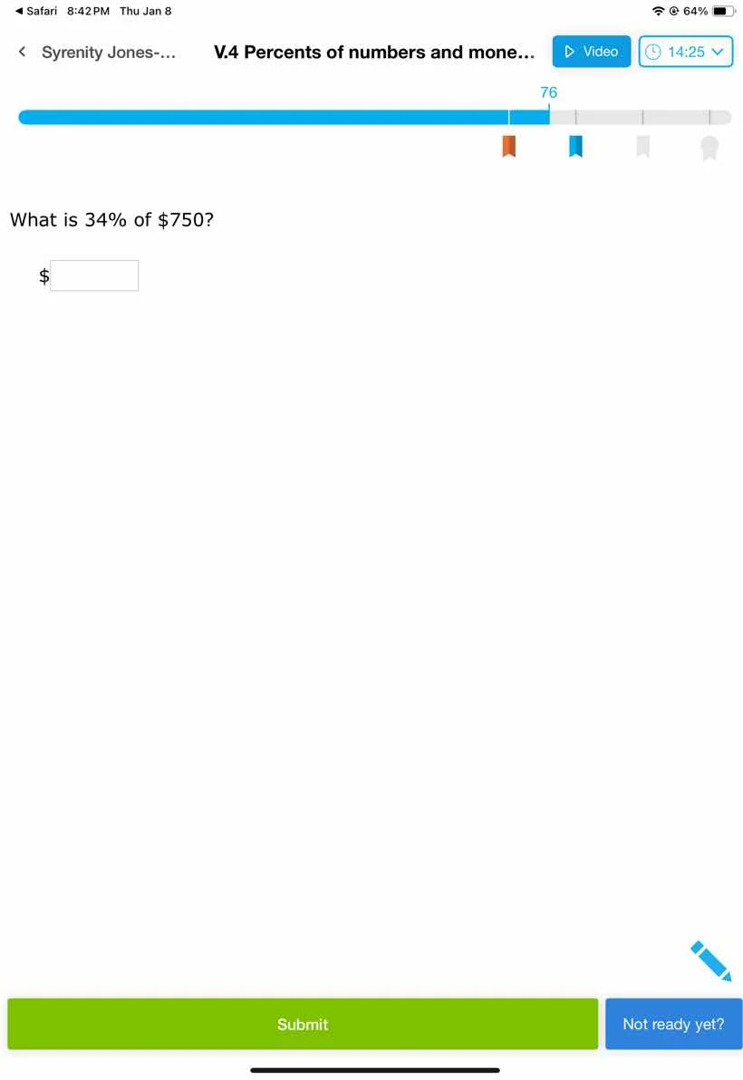 what is 34% of $750? $