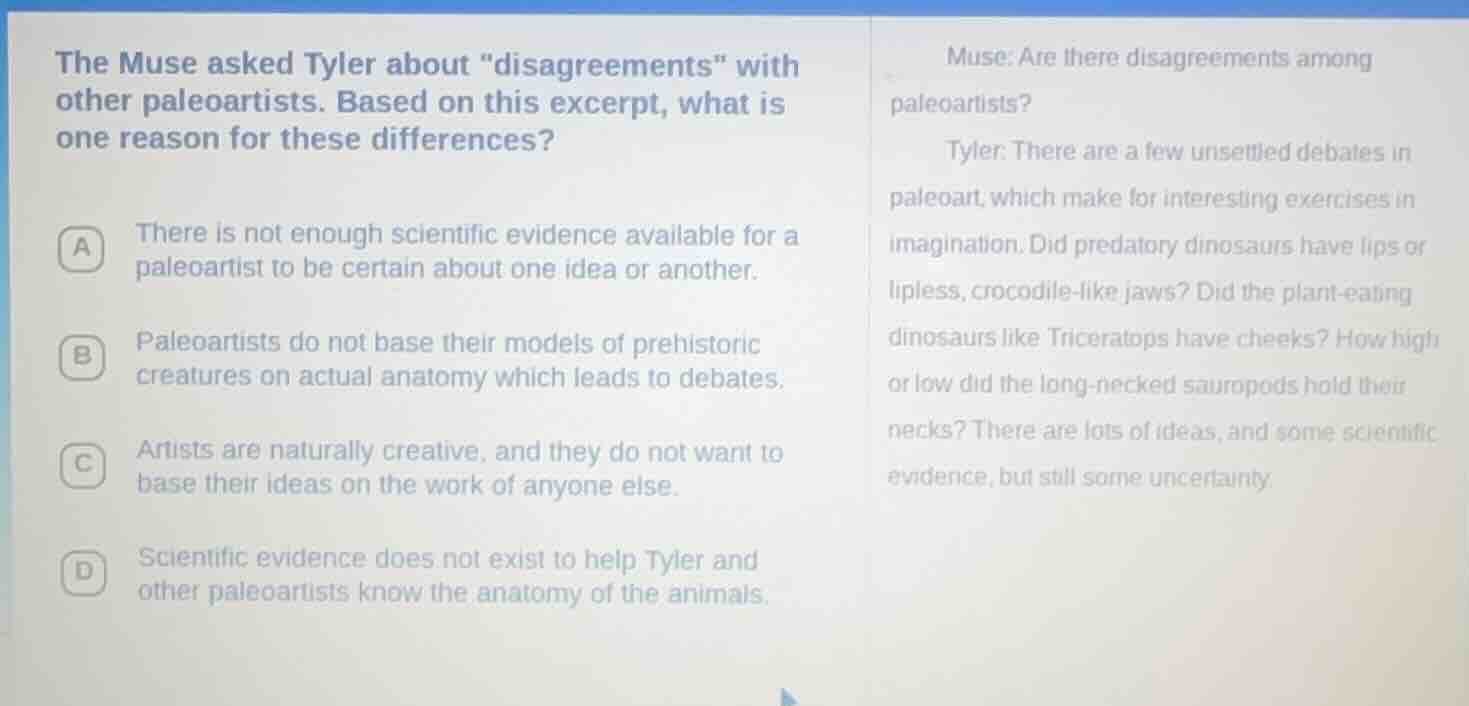 the muse asked tyler about \disagreements\ with other paleoartists. bas…