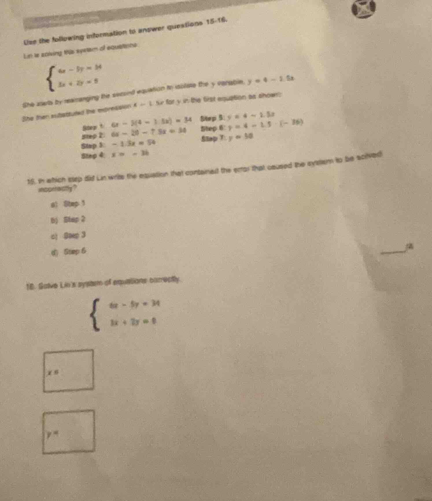 use the following information to answer questions 15-16. lin is solving…