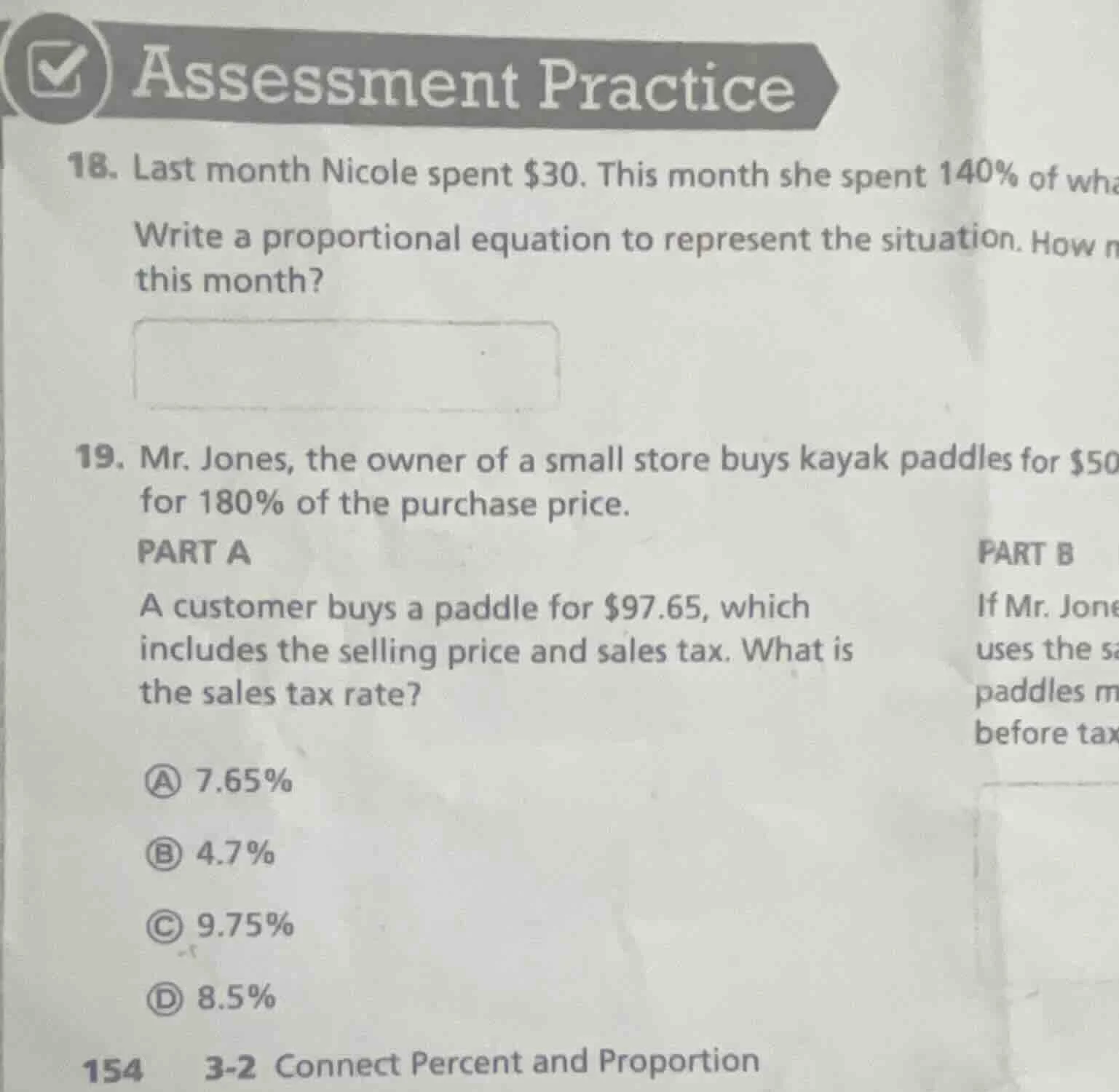 assessment practice 18. last month nicole spent $30. this month she spe…