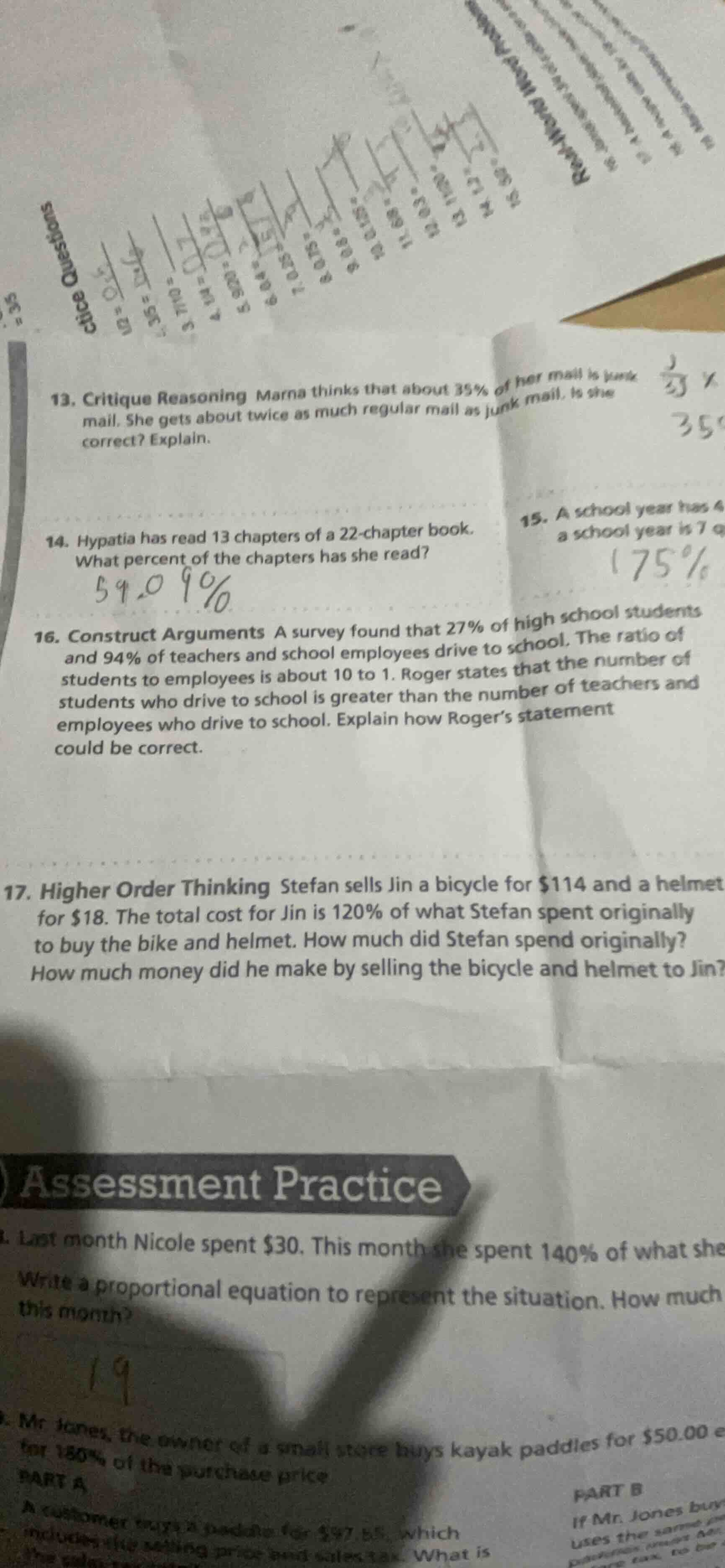 13. critique reasoning marna thinks that about 35% of her mail is junk …