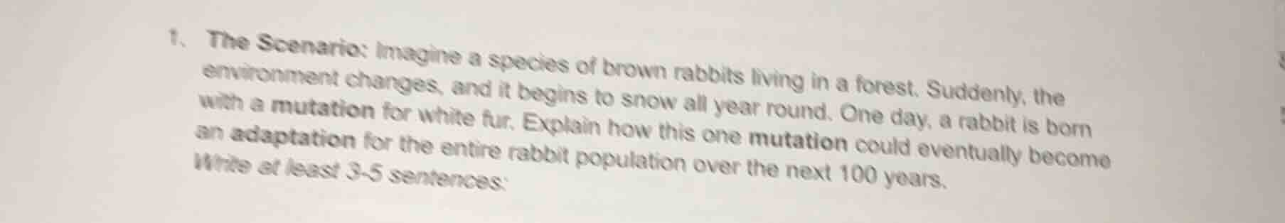 1. the scenario: imagine a species of brown rabbits living in a forest.…