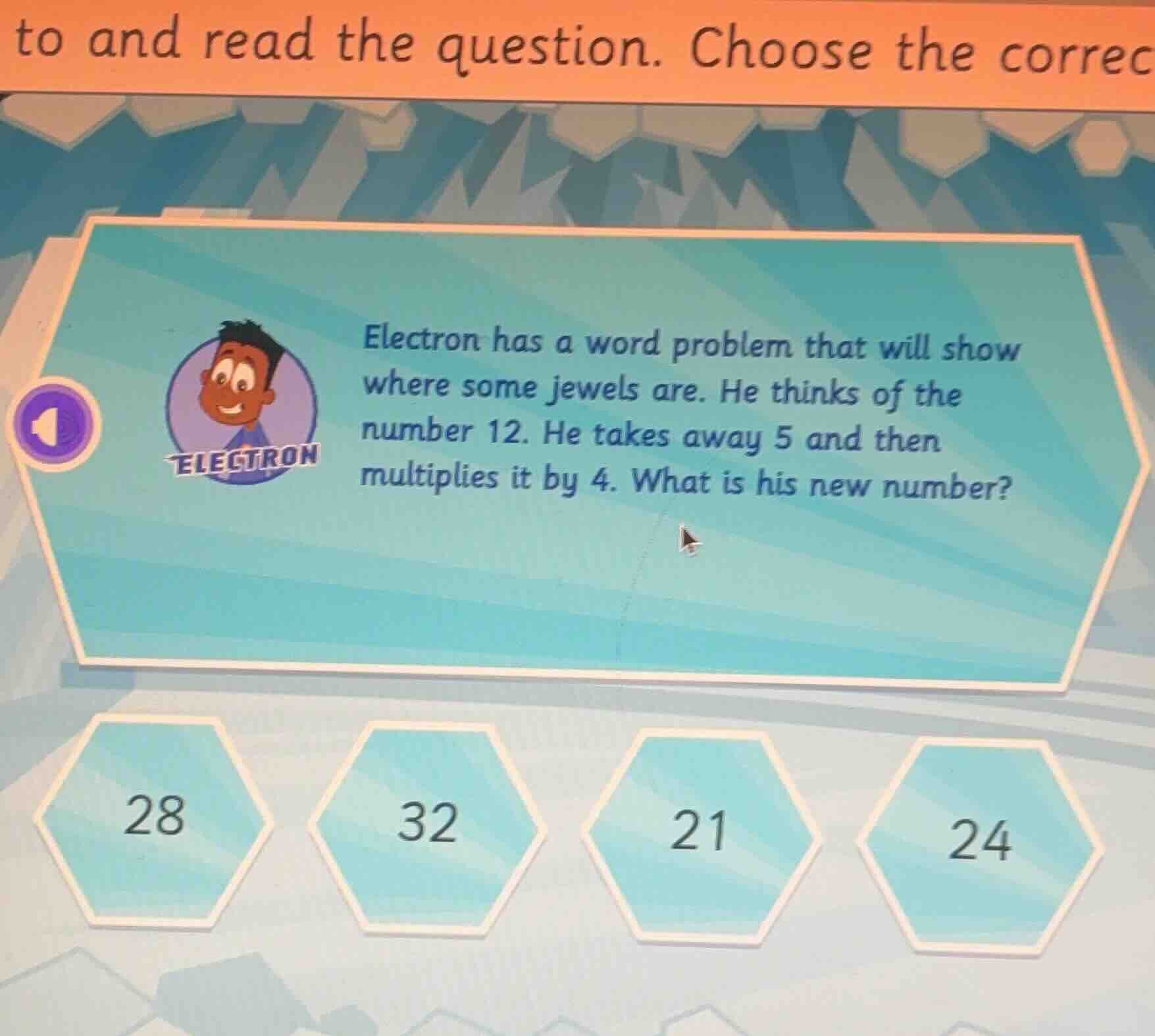 electron has a word problem that will show where some jewels are. he th…