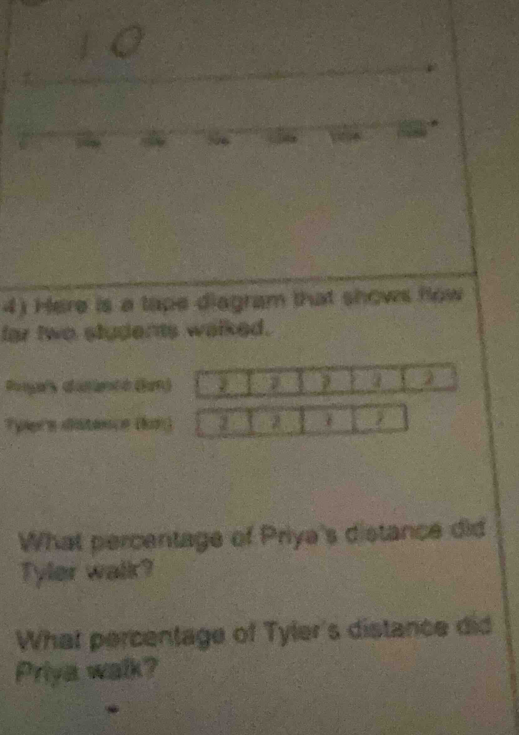 4) here is a tape diagram that shows how far two students walked. priya…