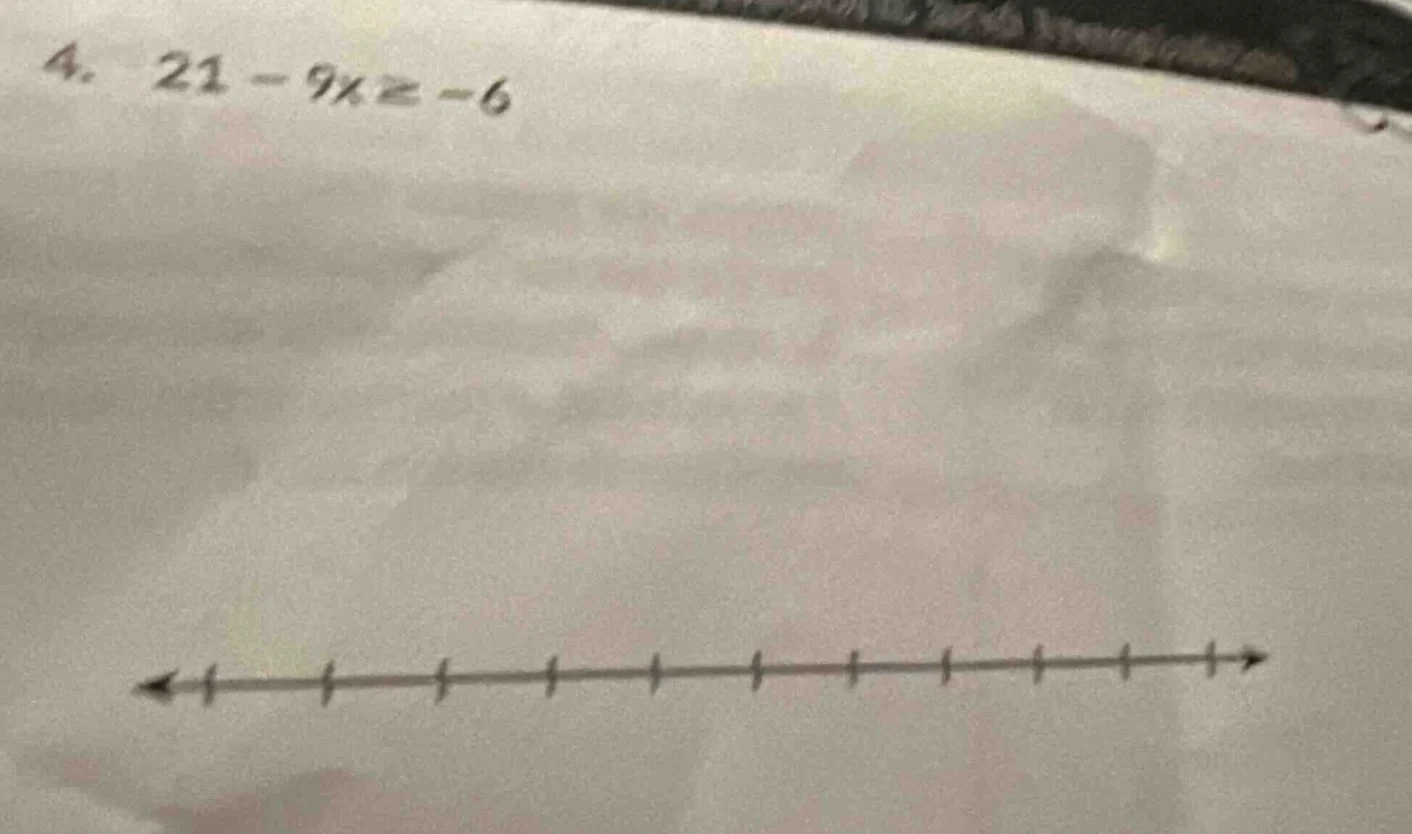 4. 21 - 9x ≥ -6