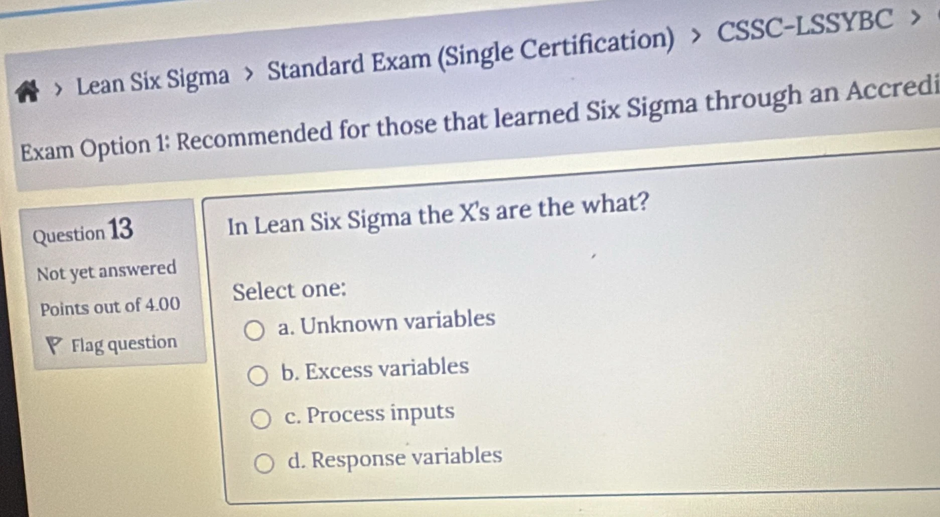 exam option 1: recommended for those that learned six sigma through an …