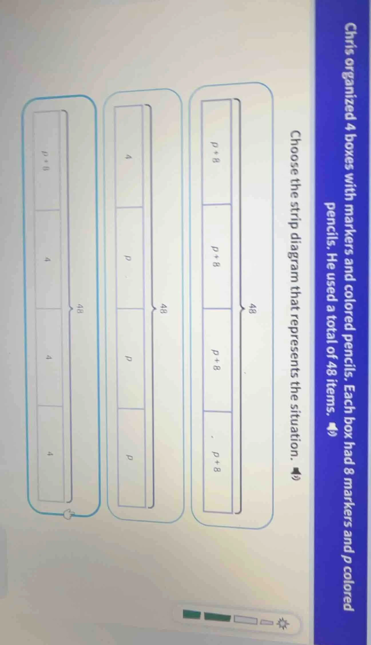 chris organized 4 boxes with markers and colored pencils. each box had …