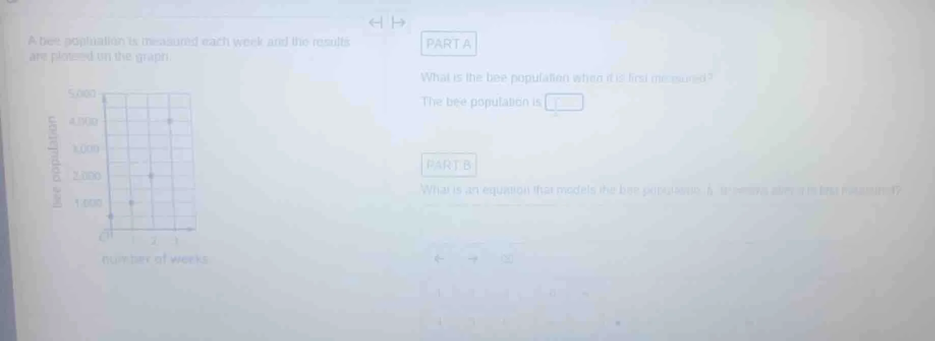 a bee population is measured each week and the results are plotted on t…