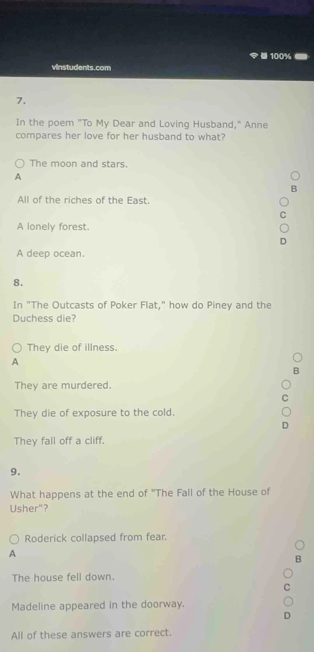 7. in the poem \to my dear and loving husband,\ anne compares her love …
