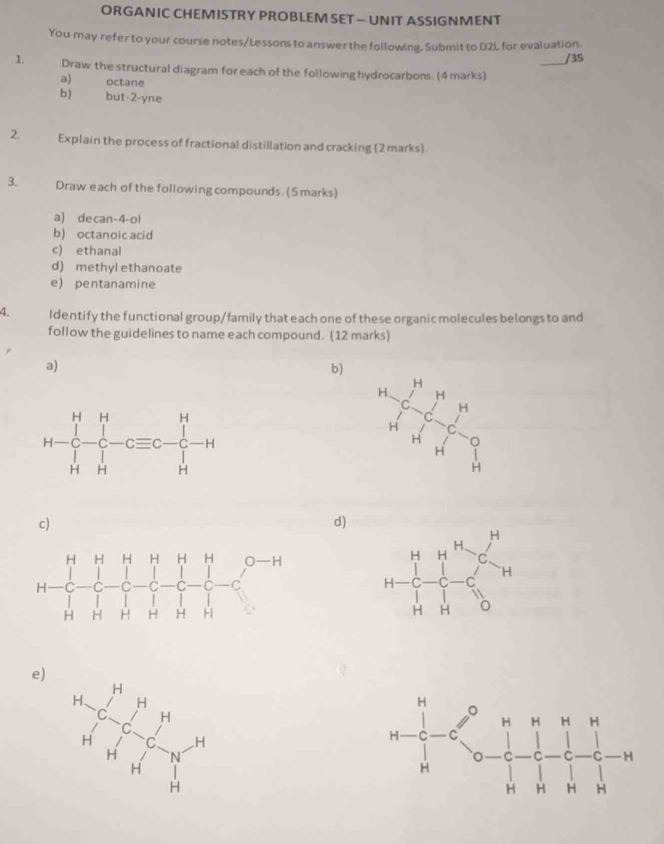 organic chemistry problem set – unit assignment you may refer to your c…