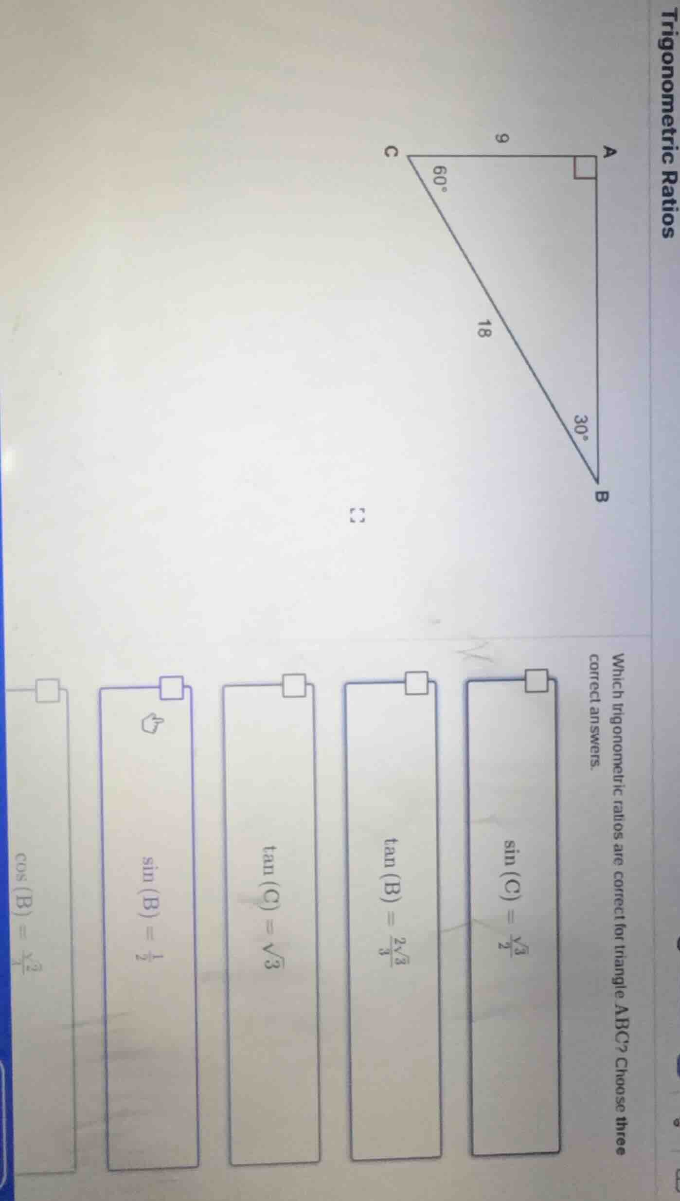 trigonometric ratios which trigonometric ratios are correct for triangl…