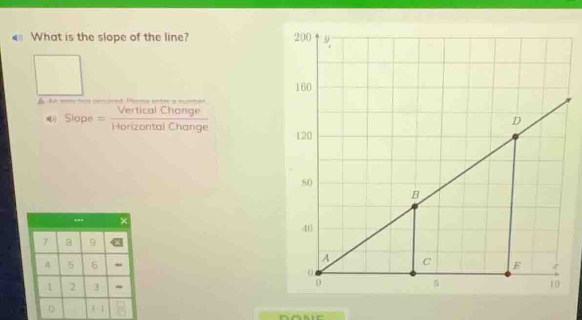 4) what is the slope of the line? slope = \\frac{vertical change}{horiz…