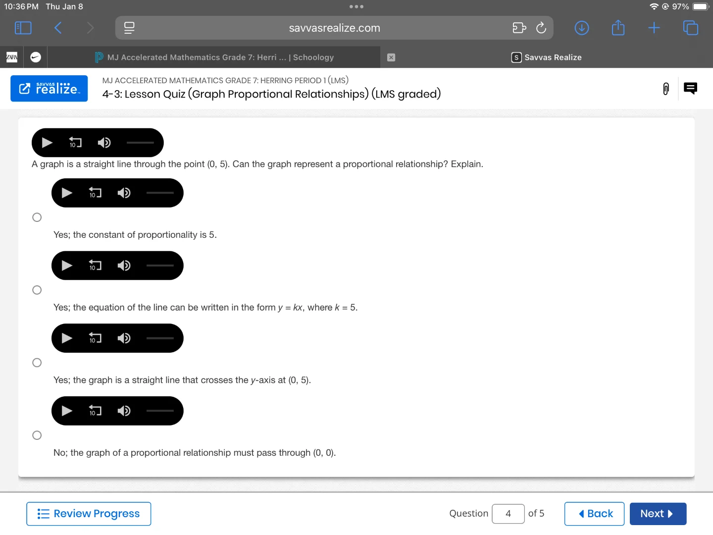 a graph is a straight line through the point (0, 5). can the graph repr…