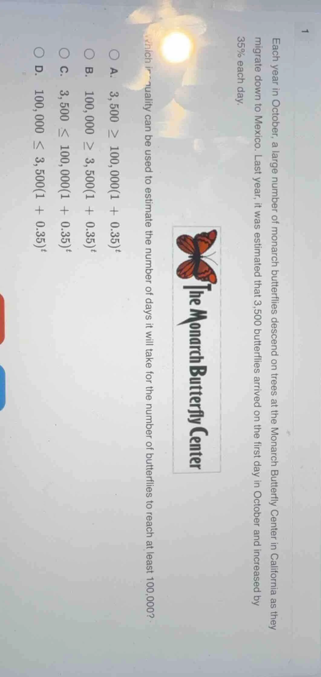 each year in october, a large number of monarch butterflies descend on …