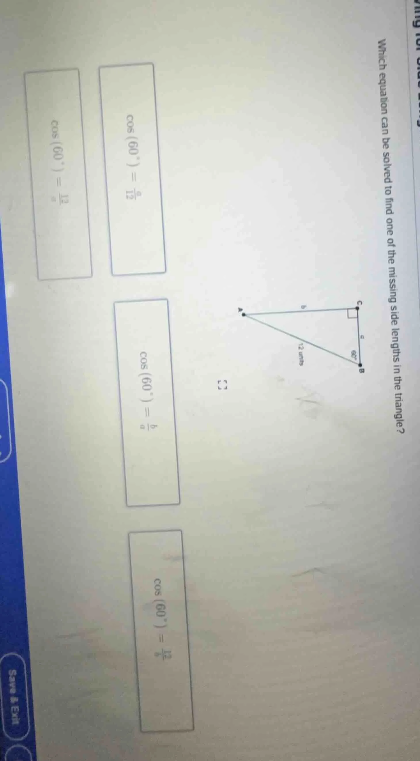 which equation can be solved to find one of the missing side lengths in…