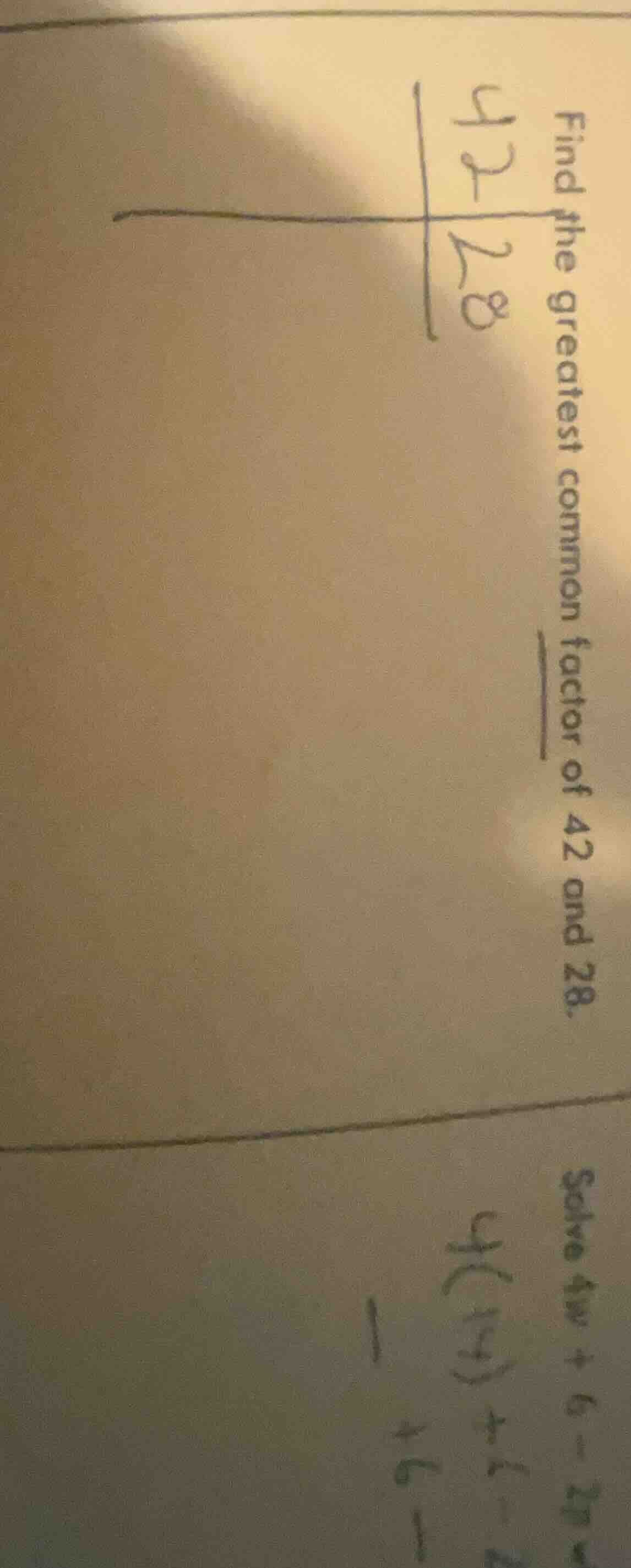 find the greatest common factor of 42 and 28.