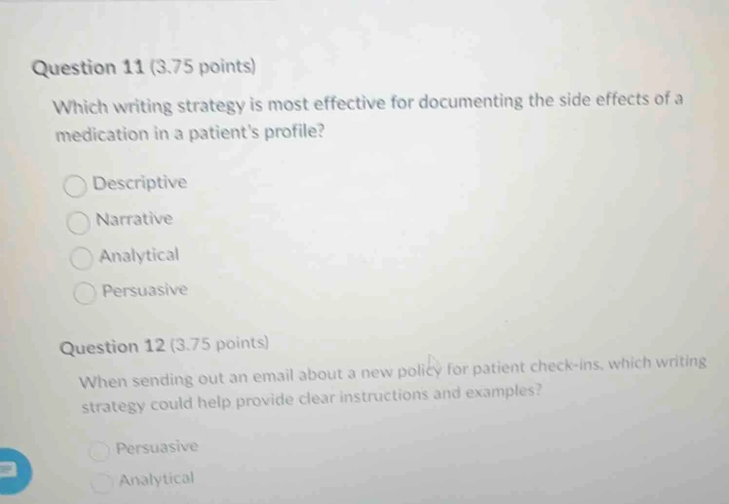 question 11 (3.75 points) which writing strategy is most effective for …