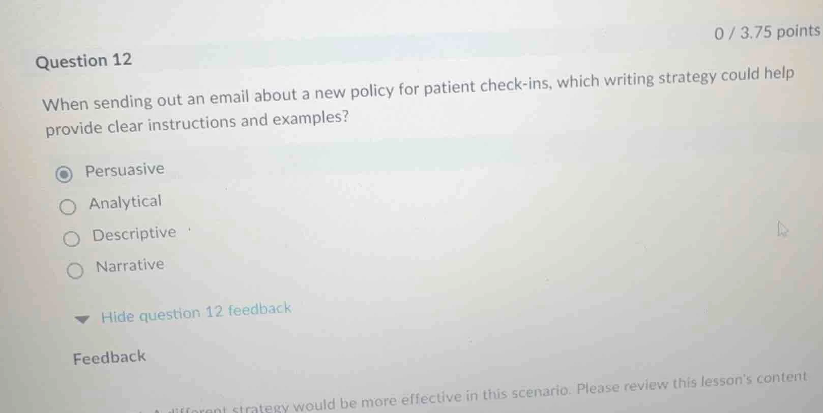 question 12 when sending out an email about a new policy for patient ch…