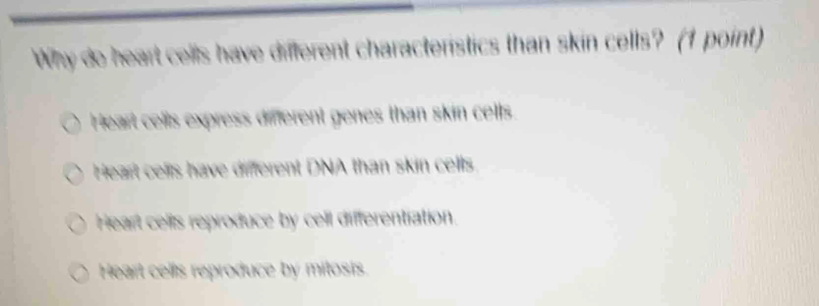 why do heart cells have different characteristics than skin cells? (1 p…