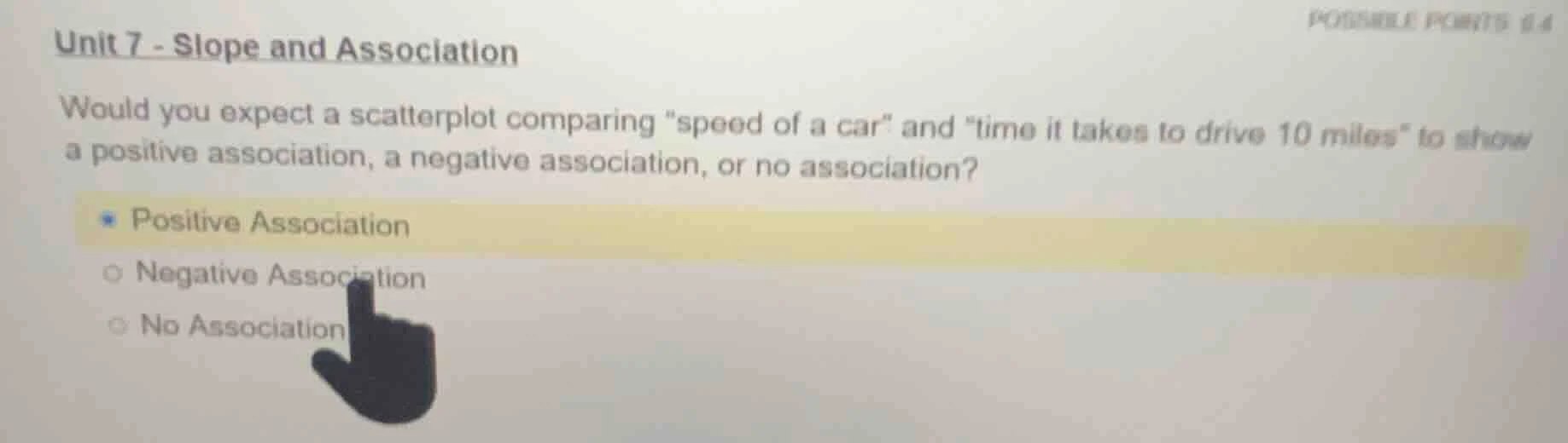 unit 7 - slope and association would you expect a scatterplot comparing…