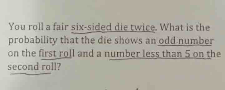 you roll a fair six - sided die twice. what is the probability that the…