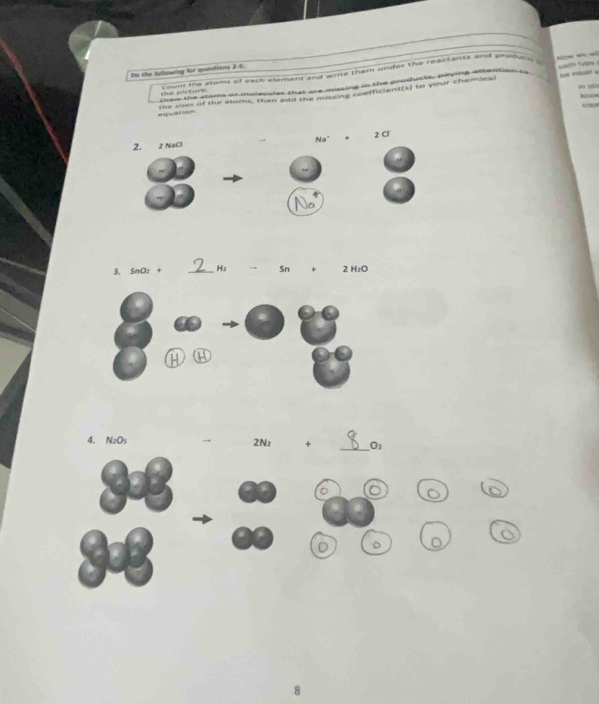 do the following for questions 2-5: count the atoms of each element and…